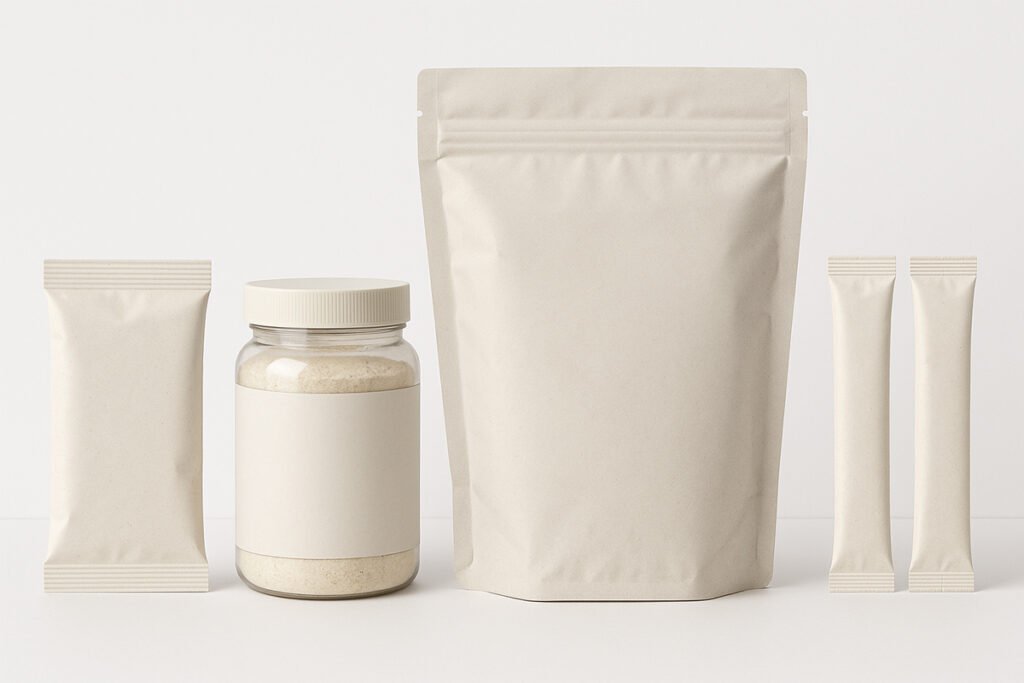 Different OEM packaging formats for powder supplement products